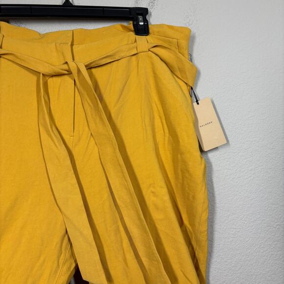 Halogen Plus Size 16 Belted Slim Ankle Paperbag Pants Yellow Mineral High Waist - Picture 8 of 10